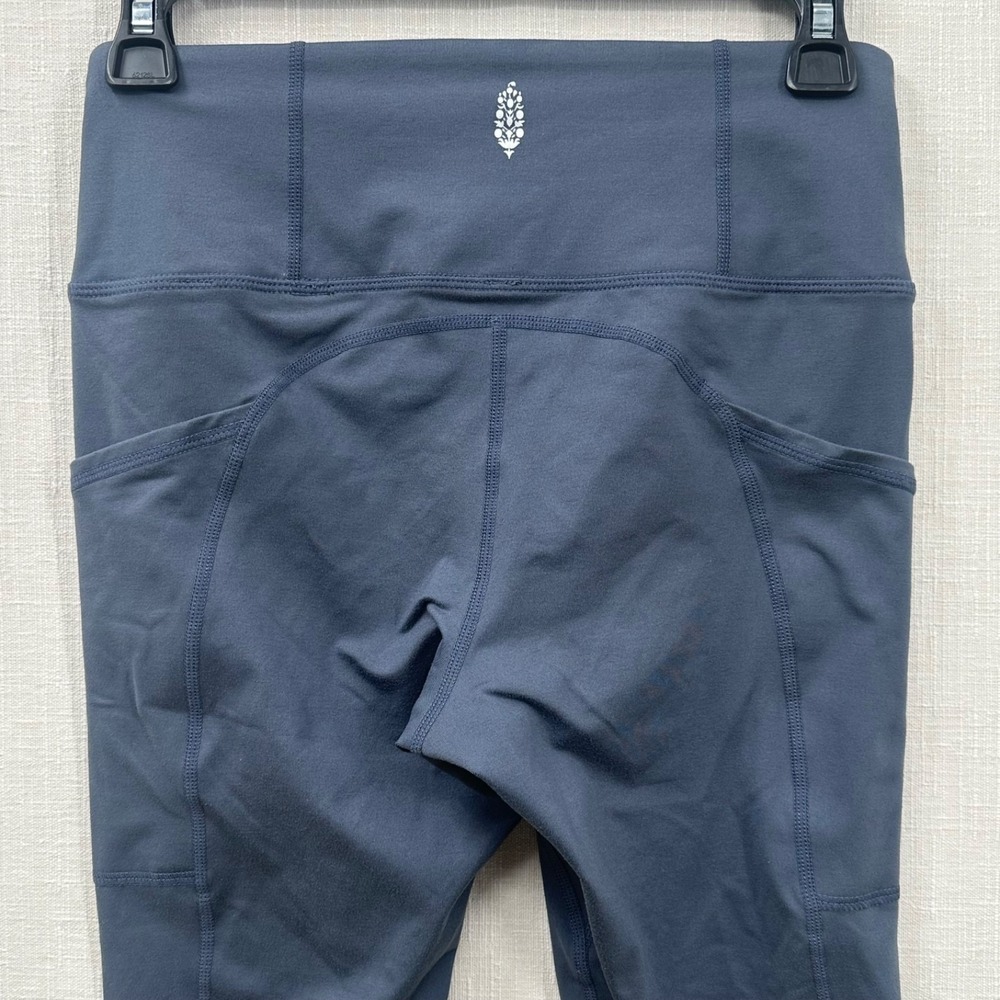 FP Movement Free People Ruffle Me Up High Rise Leggings Blue Small Ruched - Picture 9 of 13